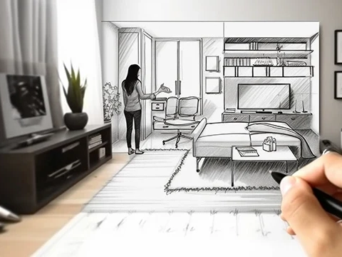 prestations d'architecture d'intérieur : dessin